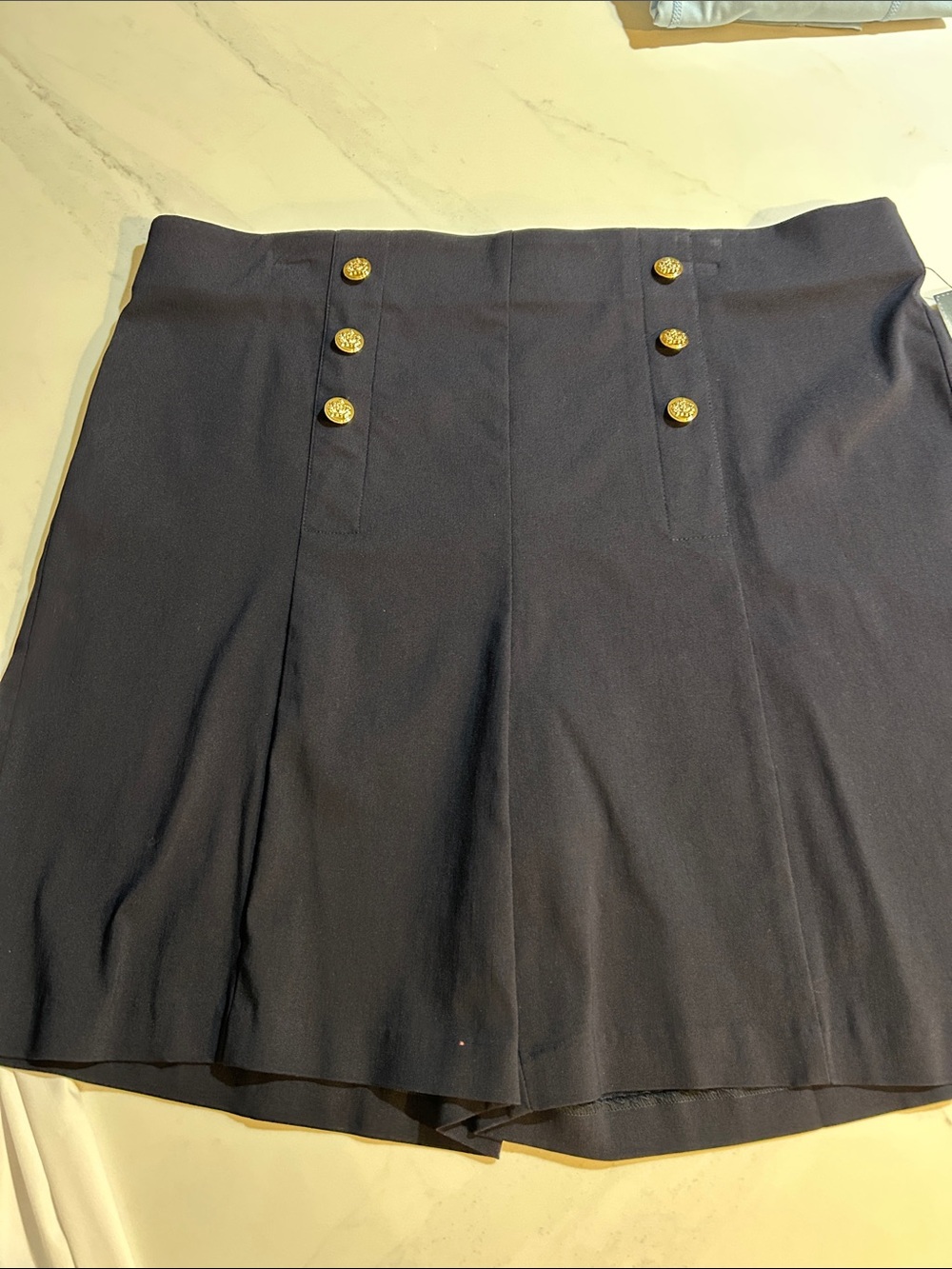 Counterparts Navy Mini Skirt with Gold Buttons